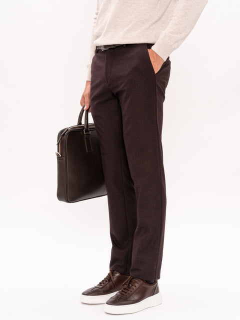 Pantaloni Office Barbati Bordo Închis Din Stofa Confortabila Stretch BMan584 (3)