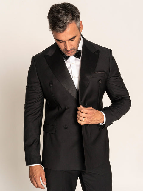 Costum Negru Tip Smoking Ceremonie 100% Lana BMan335 (2)