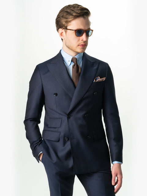 Costum Barbati Elegant Bleumarin Doua Randuri 100% Lana Cerrutti BMan388 (8)