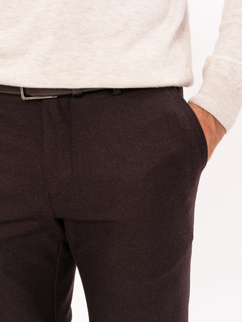 Pantaloni Office Barbati Bordo Închis Din Stofa Confortabila Stretch BMan584 (4)