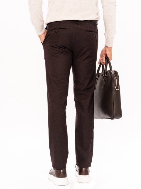 Pantaloni Office Barbati Bordo Închis Din Stofa Confortabila Stretch BMan584 (5)