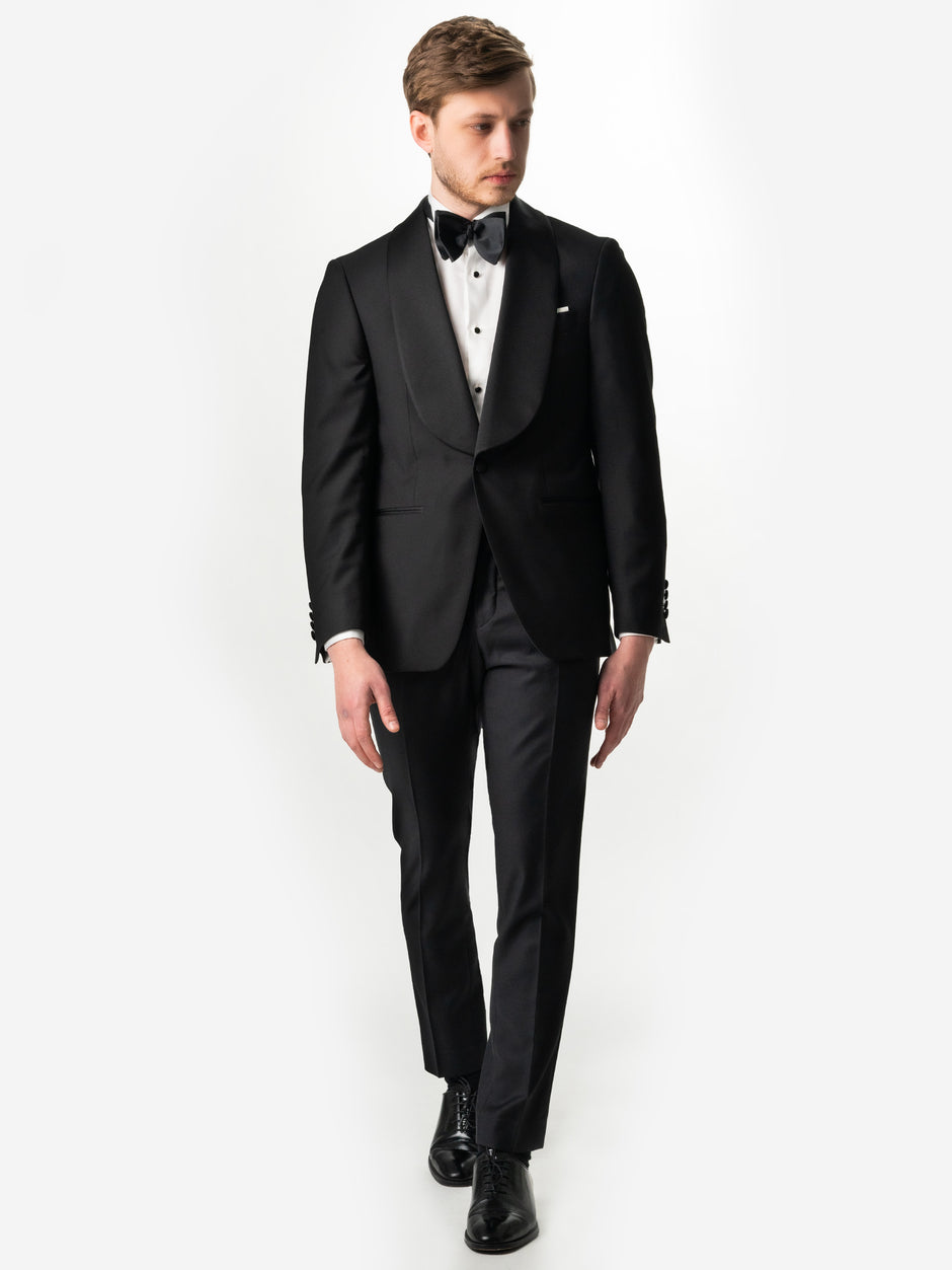 Tinuta Mire Smoking Barbati Negru Formal Ceremonie Stofa Santo BMan002 (5)