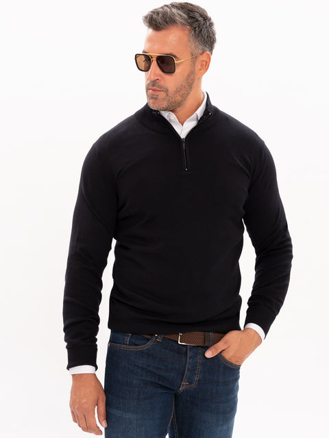 Pulover Fermoar Bleumarin Barbati Model Office 100% Bumbac BMan606 (5)