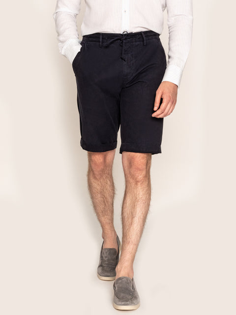 Pantaloni Barbati Scurti Bleumarin din 100% Bumbac Natural de Vara BMan167 (1)