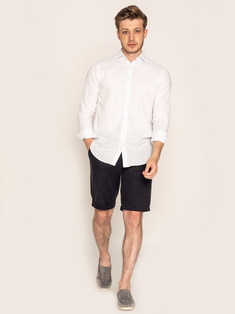 Pantaloni Barbati Scurti Bleumarin din 100% Bumbac Natural de Vara BMan167 (2)