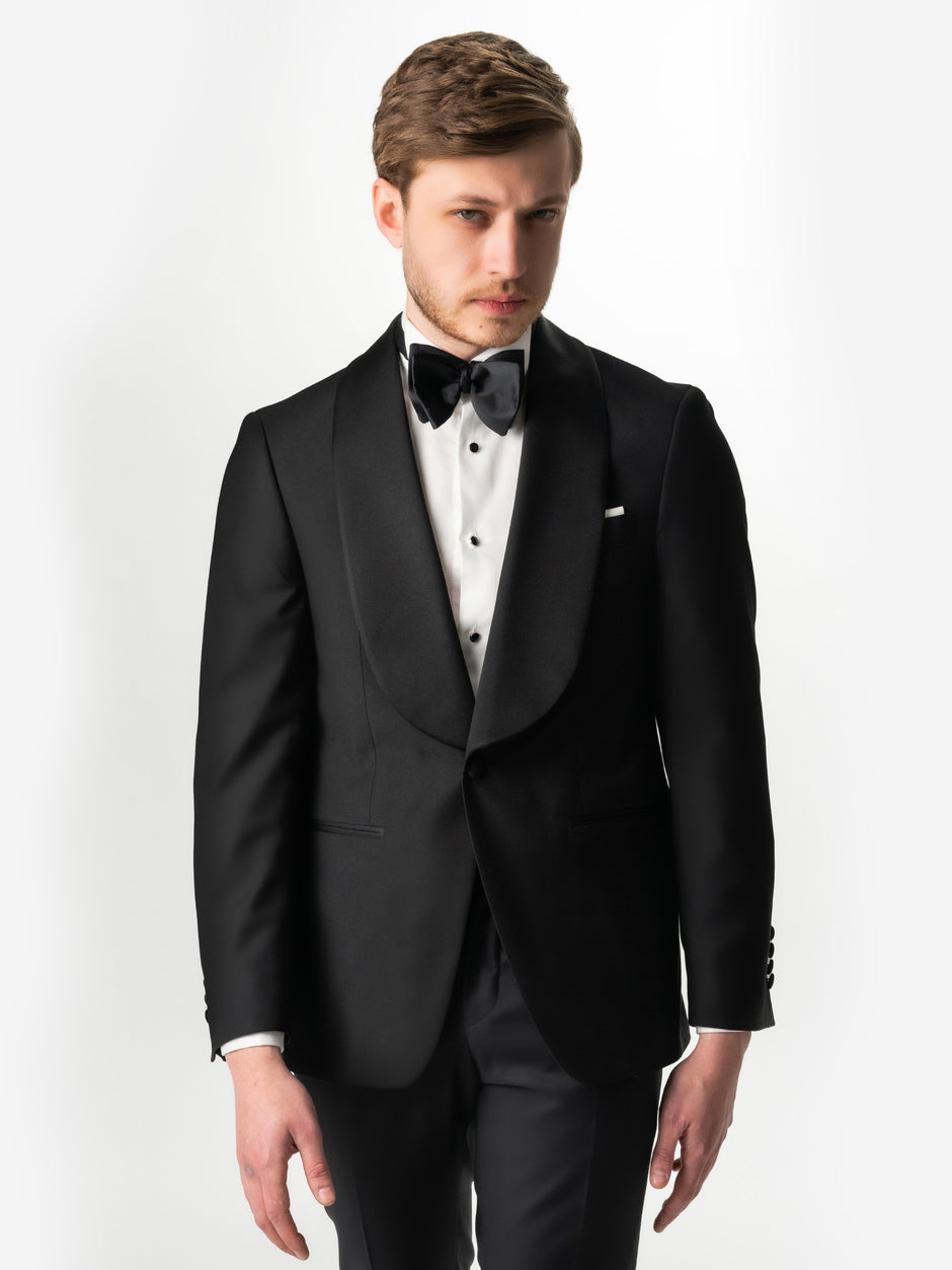 Tinuta Mire Smoking Barbati Negru Formal Ceremonie Stofa Santo BMan002 (8)