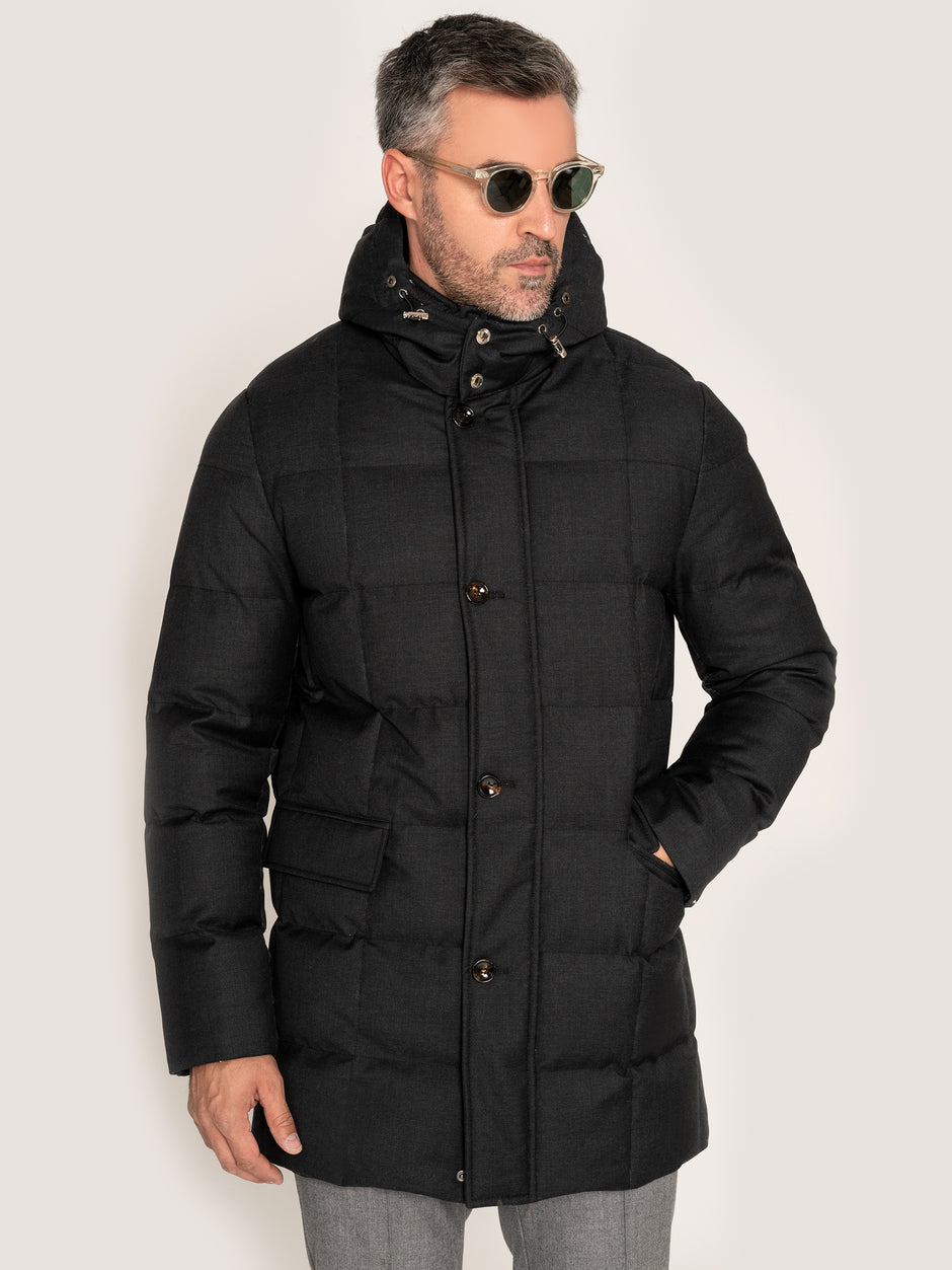 Geaca Barbati Gri Inchis 100% Lana Vitale Cu Blana Naturala BMan0214 (3)