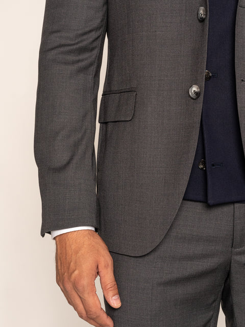 Costum Elegant Barbati Gri Inchis 100% Lana BMan332 (6)