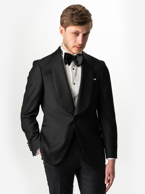 Tinuta Mire Smoking Barbati Negru Formal Ceremonie Stofa Santo BMan002