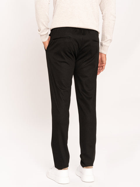 Pantaloni Barbati Negri Cu Dungi Fine Gri Ames Design BMan572 (5)