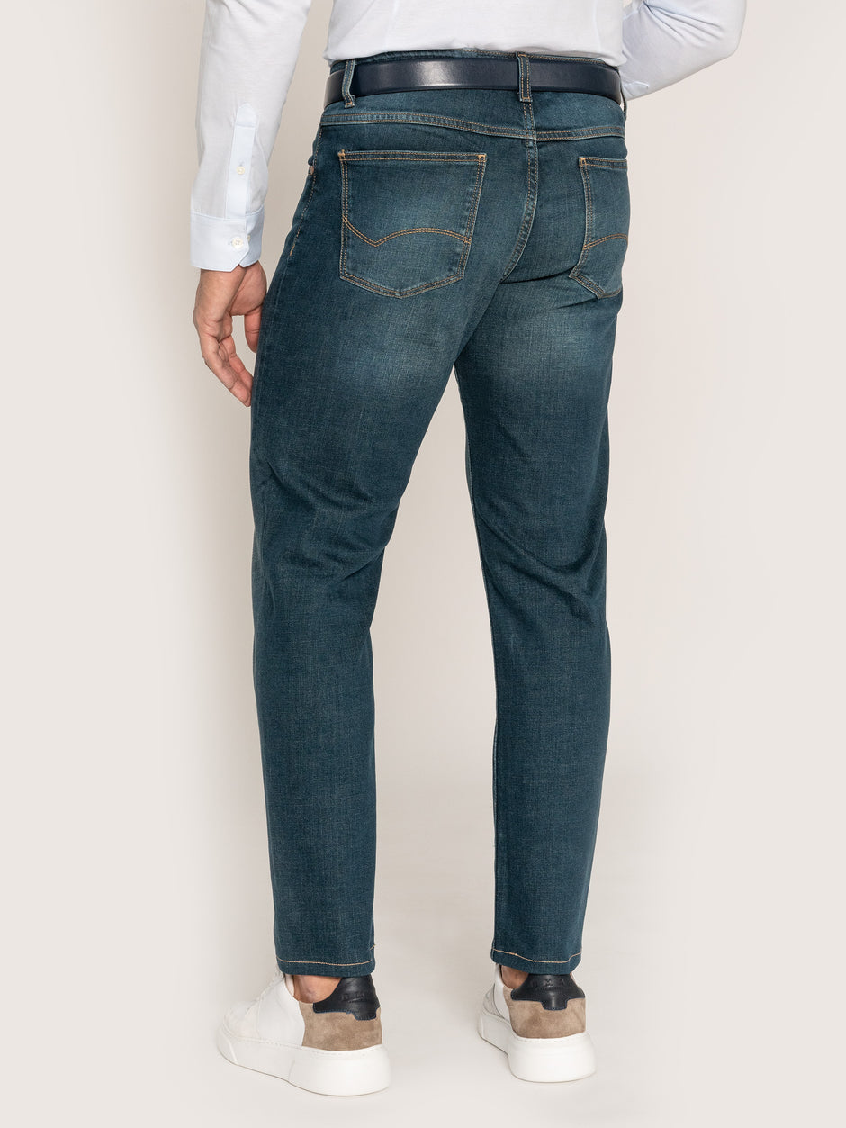 Blugi Casual Barbati Slim Fit Albastru Petrol BMan319 (5)