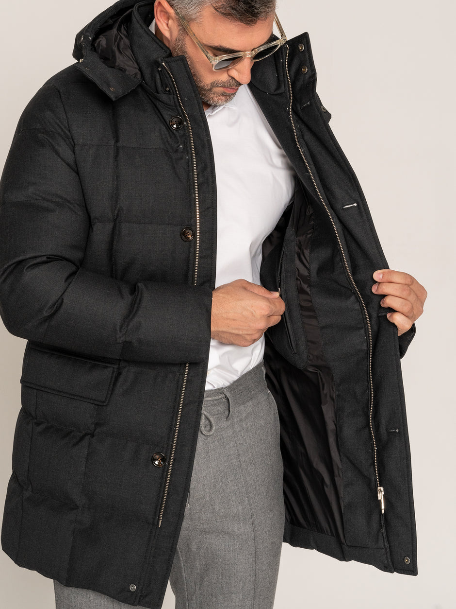 Geaca Barbati Gri Inchis 100% Lana Vitale Cu Blana Naturala BMan0214 (5)