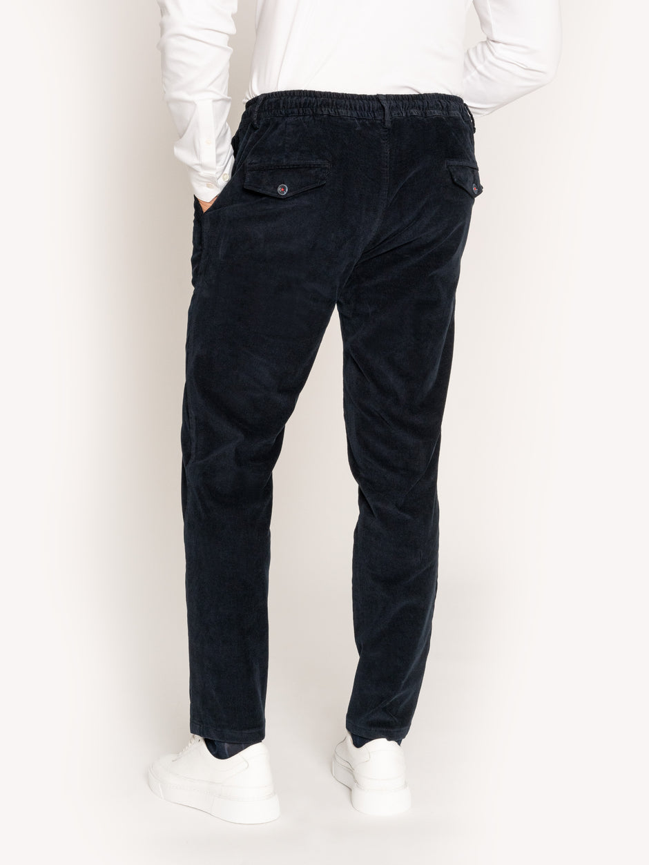 Pantaloni Cu Snur  Bleumarin Barbati Din Raiat Modern Casual BMan613 (7)
