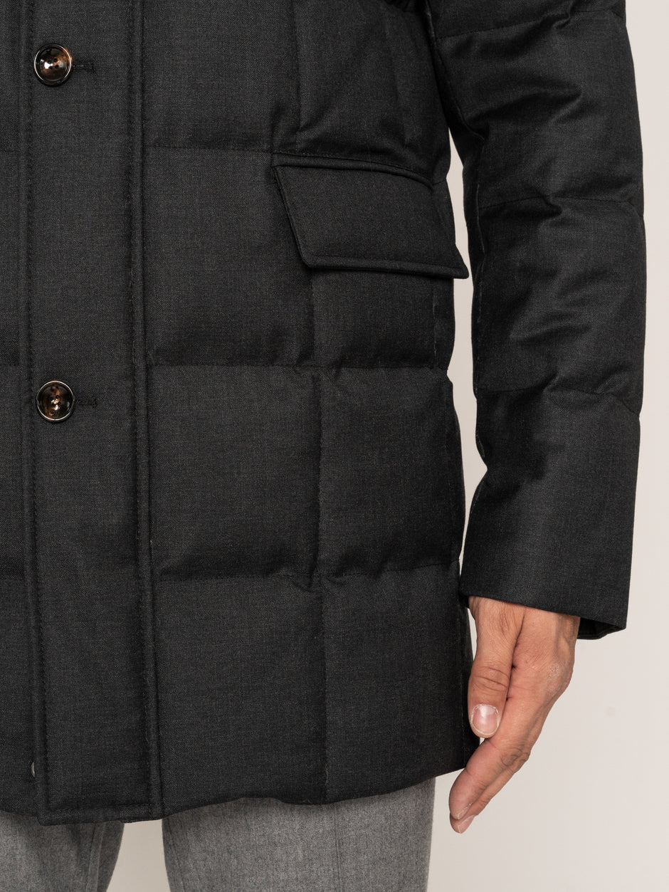 Geaca Barbati Gri Inchis 100% Lana Vitale Cu Blana Naturala BMan0214 (7)