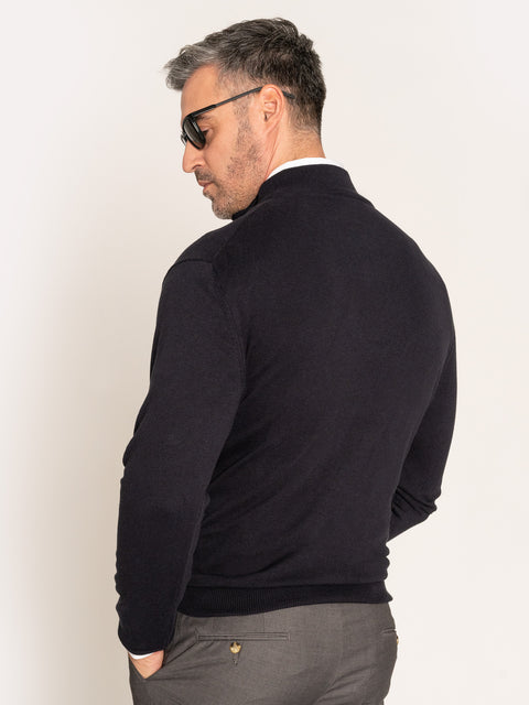 Pulover Fermoar Bleumarin Barbati Model Office 100% Bumbac BMan606 (7)