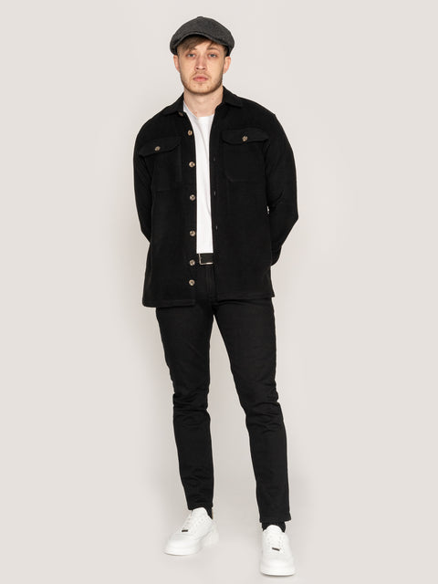 Camasa Casual Barbati Tip Jacheta Overshirt Negru Sezon Toamna Iarna BMan882 (3)