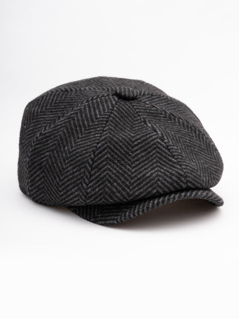 Sapca Peaky Newsboy Gri Inchis Imprimeu Herringbone BMan064