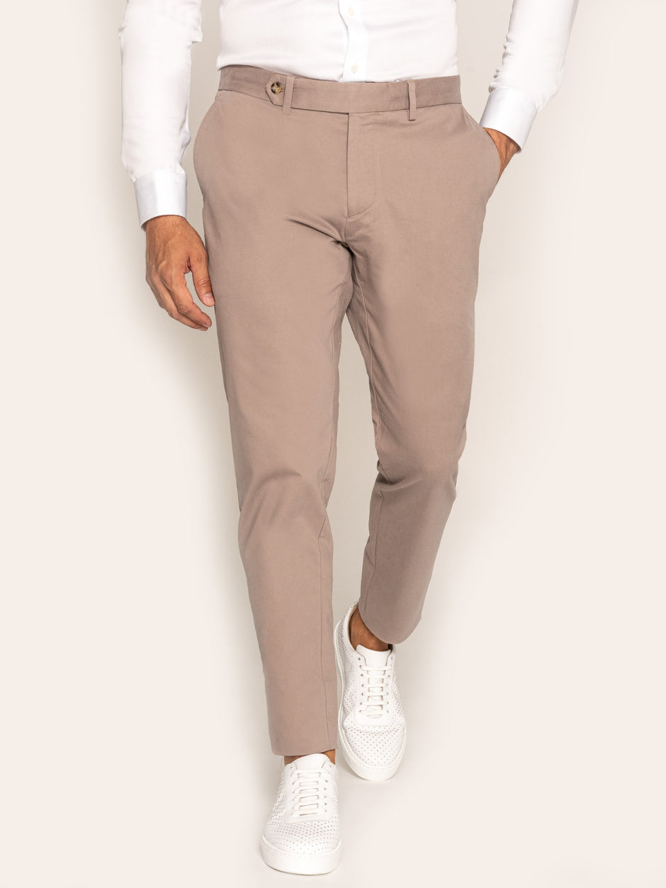 Pantaloni Barbati Bej Nisip 100% Bumbac Modern Casual BMan609 (1)