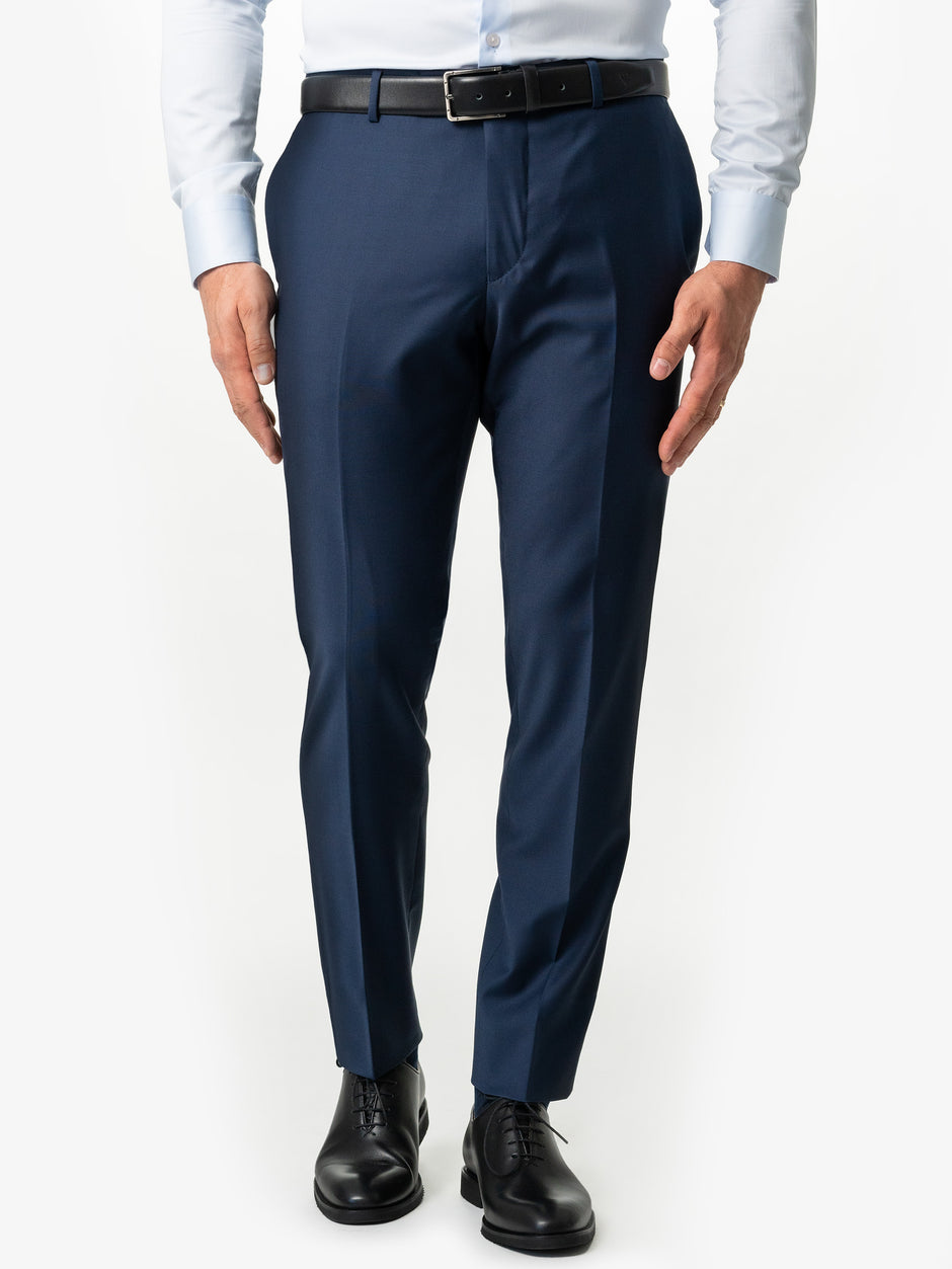 Pantaloni Eleganti Barbati Bleumarin Din Stofa Flexo Fabric BMan602 (1)