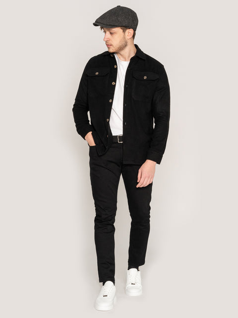 Camasa Casual Barbati Tip Jacheta Overshirt Negru Sezon Toamna Iarna BMan882 (7)