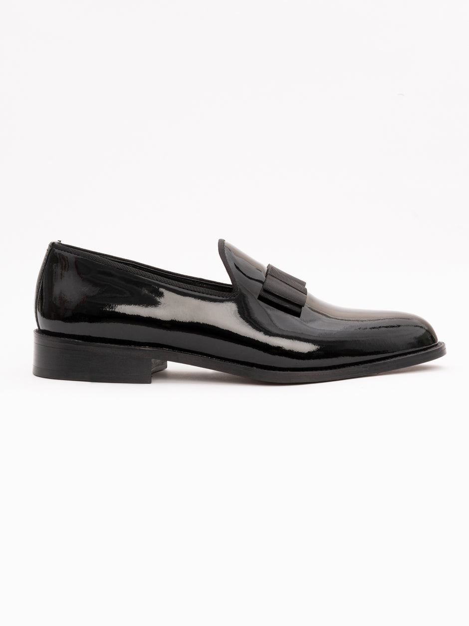 Pantofi Eleganti Barbati Tip Mocasini Gala Negru Lucios Din Piele Naturala Bman183 (2)