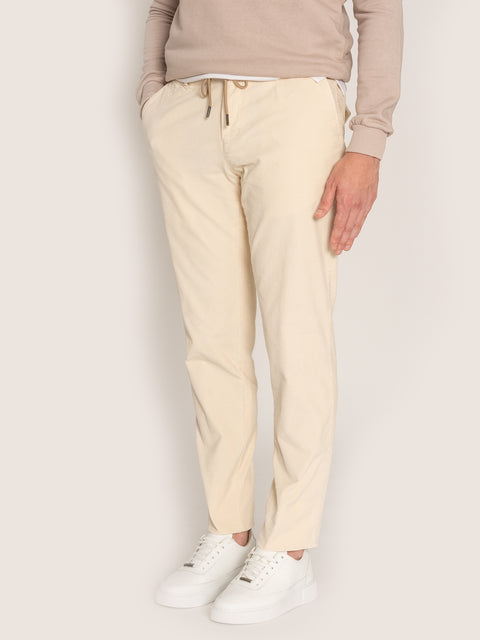Pantaloni Cu Snur Crem Barbati Din Raiat Modern Casual Design BMan613 (5)