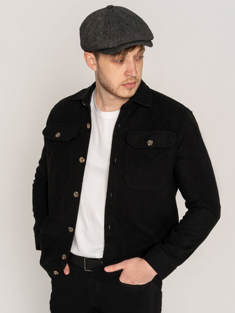 Camasa Casual Barbati Tip Jacheta Overshirt Negru Sezon Toamna Iarna BMan882 (1)