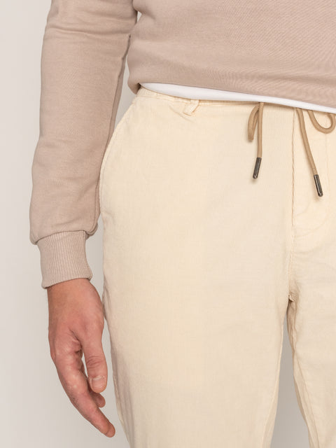 Pantaloni Cu Snur Crem Barbati Din Raiat Modern Casual Design BMan613 (3)