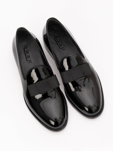 Mocasini Barbati Ceremonie Eleganti Model Pump Negru Lucios Piele Naturala Bman183 (3)