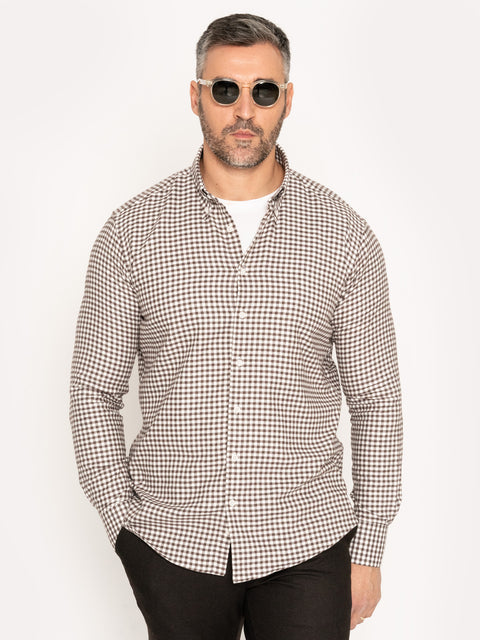 Camasa Office Barbati Maro Latte In Carouri Din Flanel BMan877 (4)