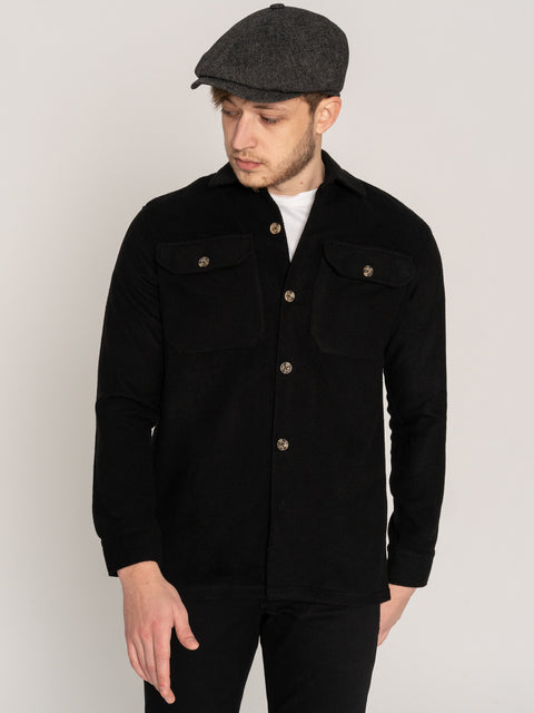 Camasa Casual Barbati Tip Jacheta Overshirt Negru Sezon Toamna Iarna BMan882 (5)