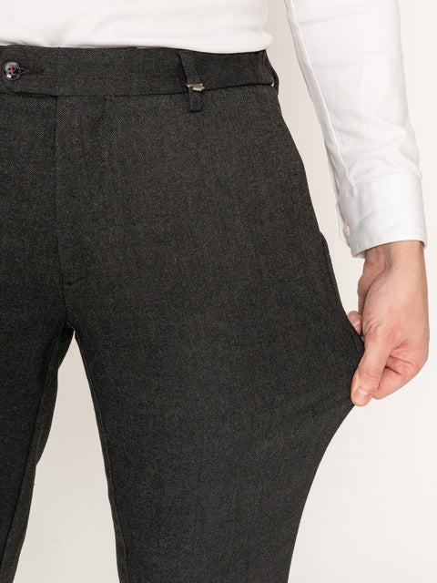 Pantaloni Office Barbati Gri Oxford Amestec Lana BMan612 (3)