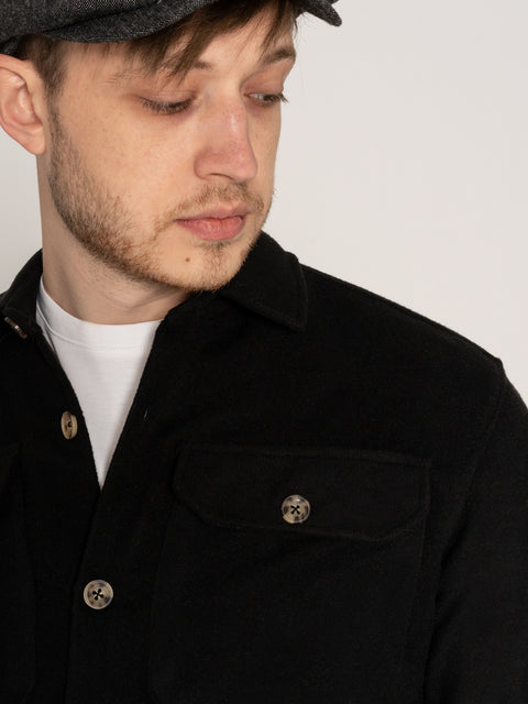 Camasa Casual Barbati Tip Jacheta Overshirt Negru Sezon Toamna Iarna BMan882 (2)