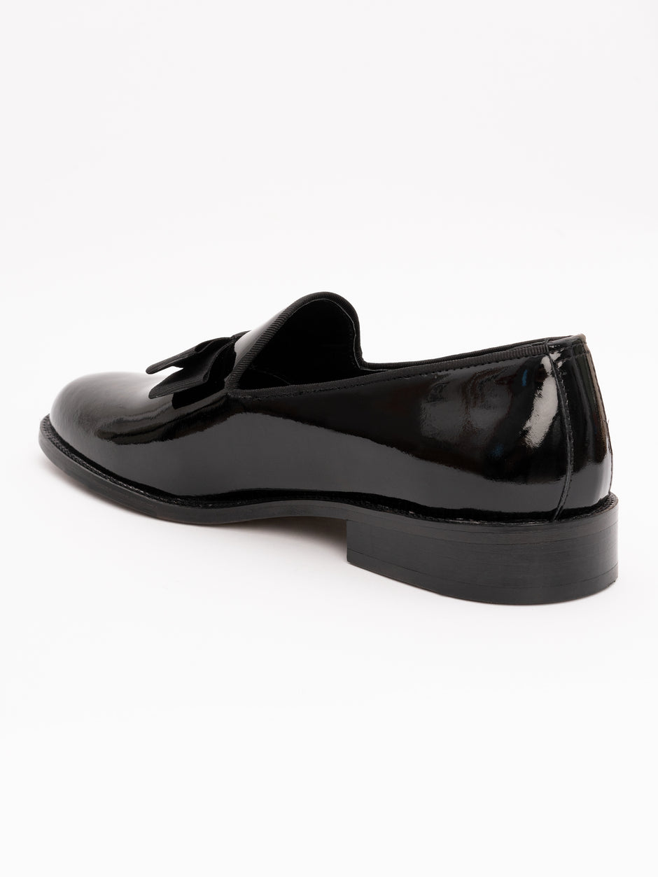 Pantofi Eleganti Barbati Tip Mocasini Gala Negru Lucios Din Piele Naturala Bman183 (5)