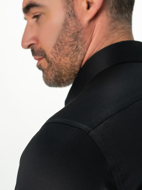 Camasa Neagra Barbati 100% Bumbac Natural Premium Monti Usor De Calcat Eleganta BMan0001 (8)