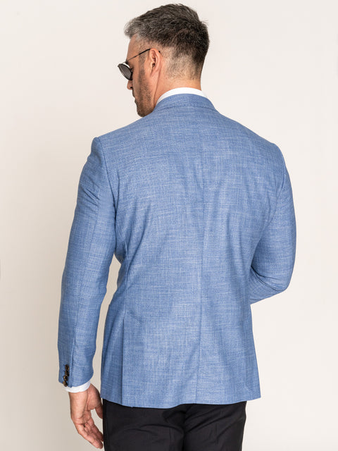 Sacou Smart Casual Barbati Bleu Din In & Bumbac BMan419 (7)