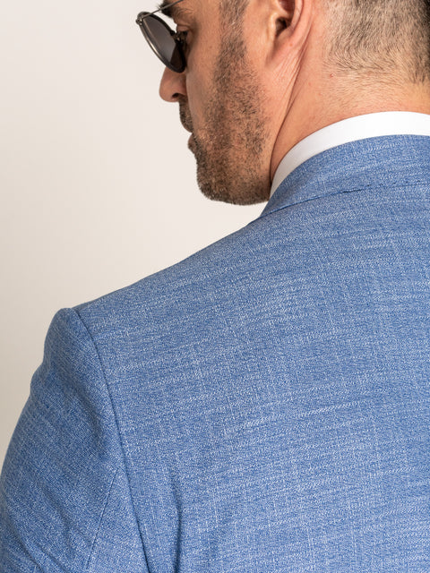 Sacou Smart Casual Barbati Bleu Din In & Bumbac BMan419 (6)