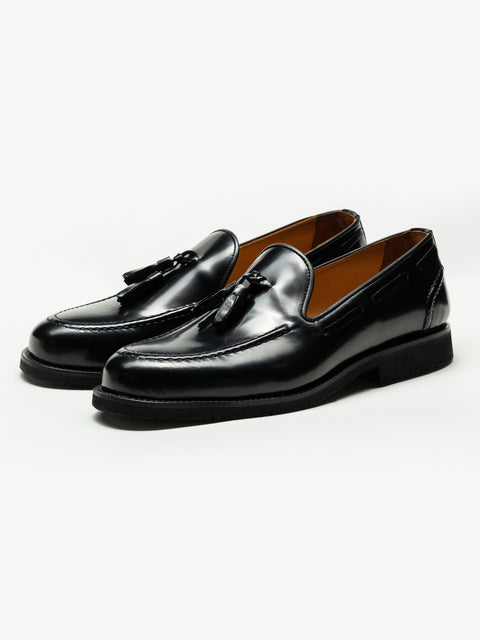 Mocasini Barbati Tassel Loafers Negru Semilucios 100% Piele de Vitel  BMan215