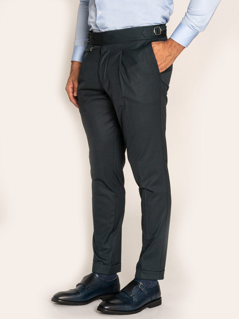 Pantaloni Barbati Verde Petrol Design Gurkha Amestec Lana BMan610 (4)