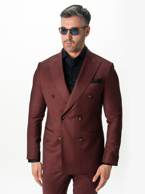 Costum Barbati Bordo 100% Lana Finitura 110'S BMan0004 (3)