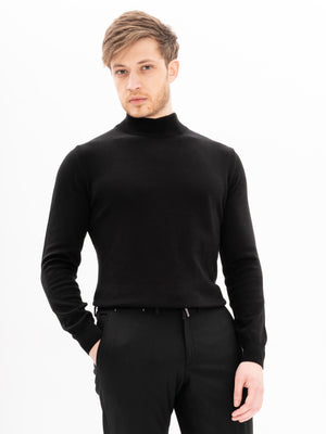 Pulover 100% Bumbac Negru Barbati Tip Semi-Helanca BMan621