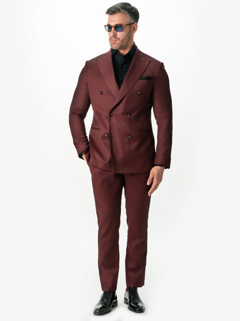 Costum Barbati Bordo 100% Lana Finitura 110'S BMan0004 (2)