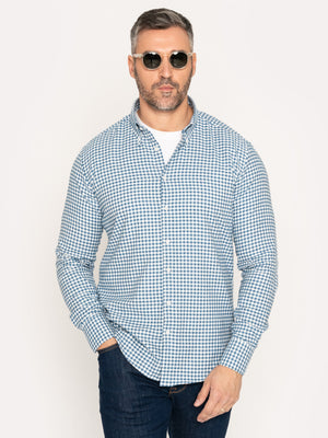Camasa Office Barbati Albastru Ocean In Carouri Din Flanel Tip Overshirt Tricou BMan877