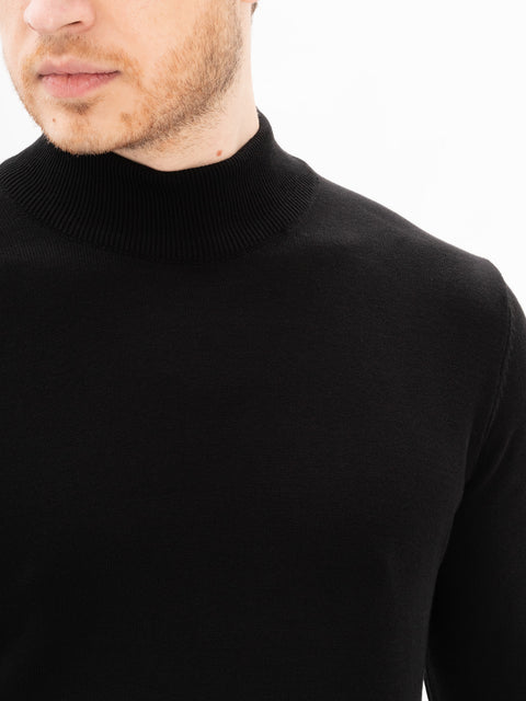 Pulover 100% Bumbac Negru Barbati Tip Semi-Helanca BMan621 (2)