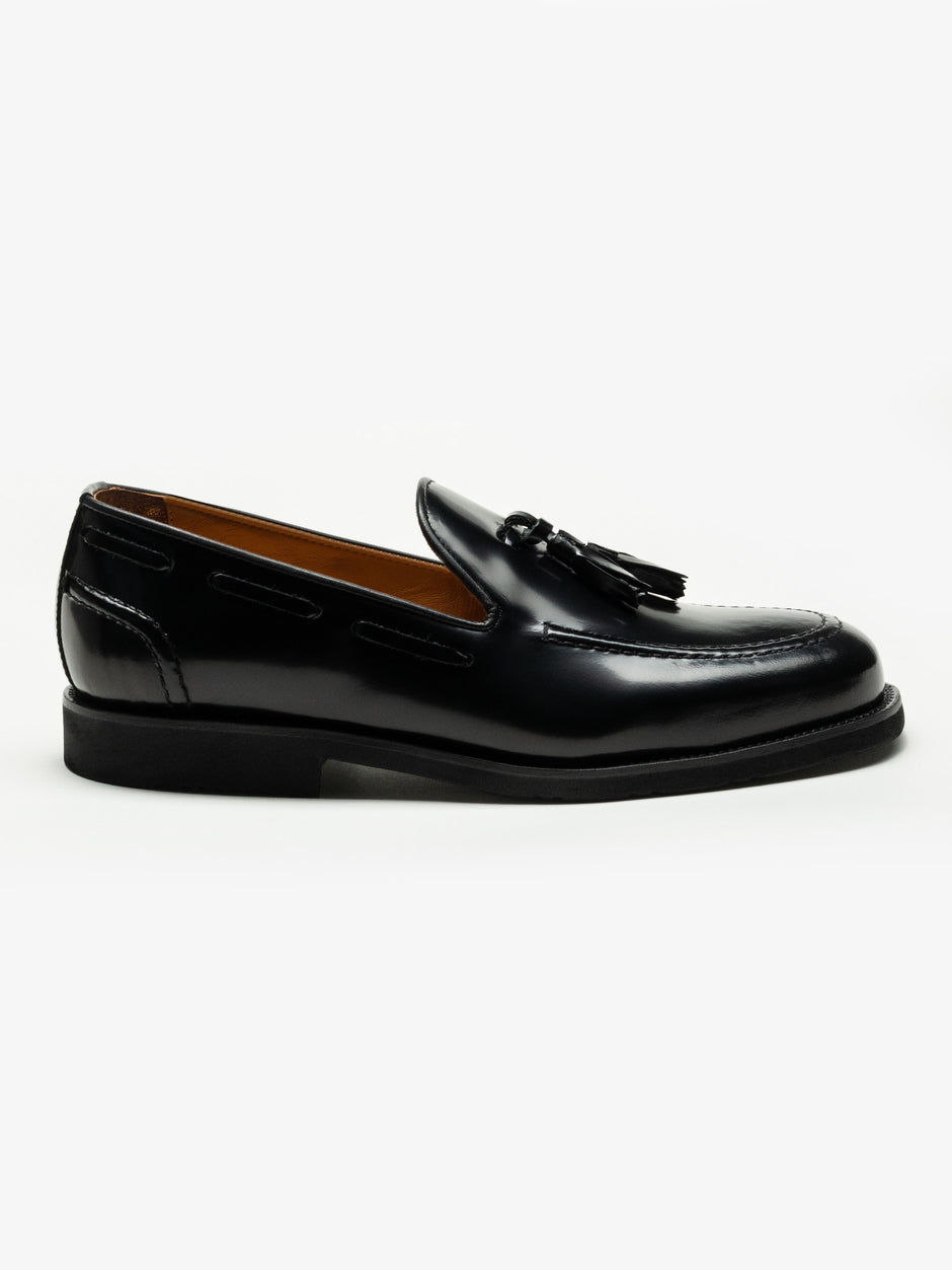 Mocasini Barbati Tassel Loafers Negru Semilucios 100% Piele de Vitel  BMan215 (2)