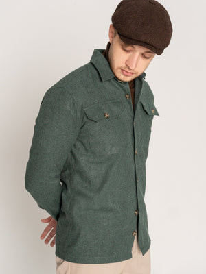 Camasa Casual Barbati Tip Jacheta Overshirt Verde Brad Herringbone Flanel Toamna Iarna BMan880