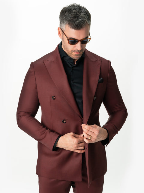 Costum Barbati Bordo 100% Lana Finitura 110'S BMan0004 (4)