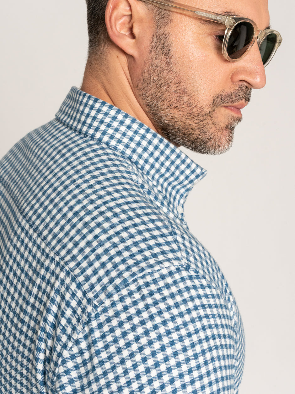 Camasa Office Barbati Albastru Ocean In Carouri Din Flanel Tip Overshirt Tricou BMan877 (6)