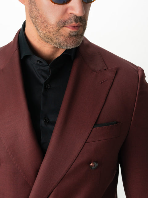 Costum Barbati Bordo 100% Lana Finitura 110'S BMan0004 (8)