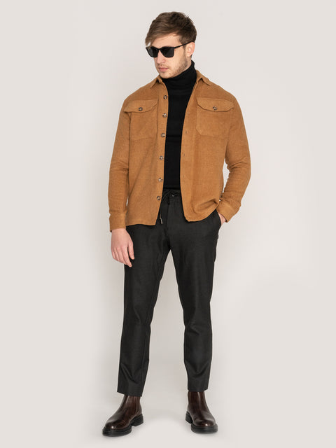 Camasa Casual Barbati Tip Jacheta Overshirt Maro Tobacco Sezon Toamna Iarna BMan882 (1)